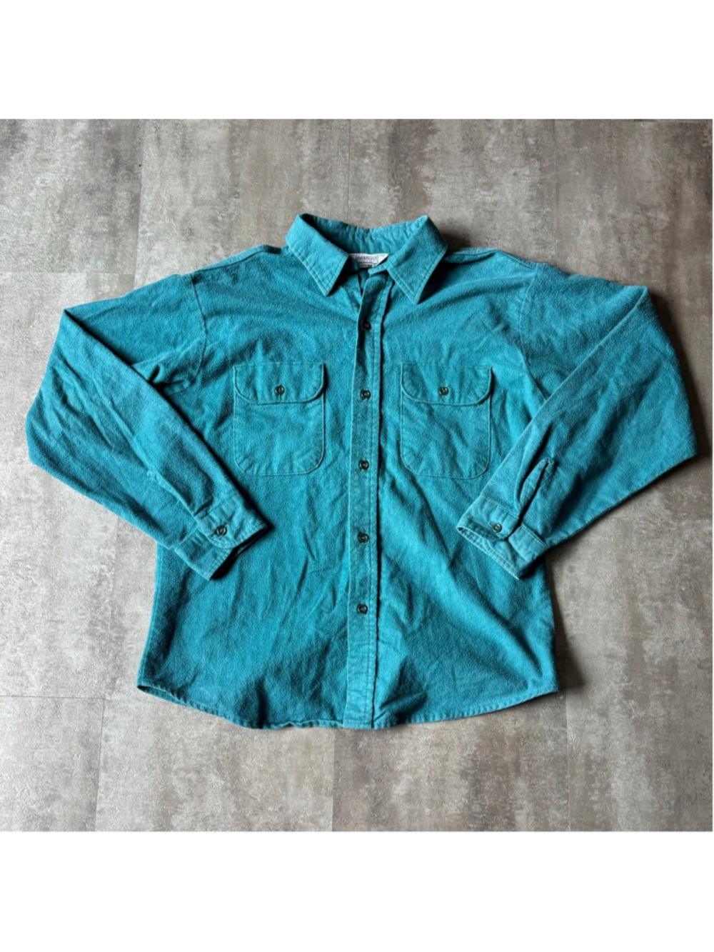 Vintage Five Brothers Chamois Button Shirt Mens Large Made in USA Teal